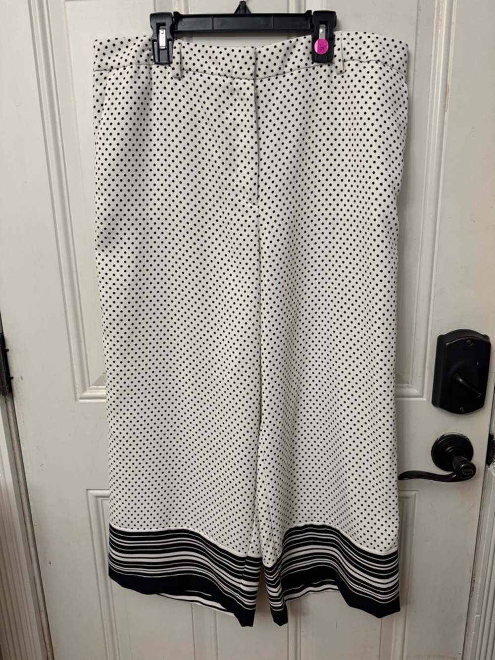Ann Taylor Polka Dot Wide Leg Pants in Cream & Black NWT size 12